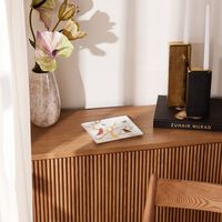bernardaud aux oiseaux serving platter sqaure gold 22cm