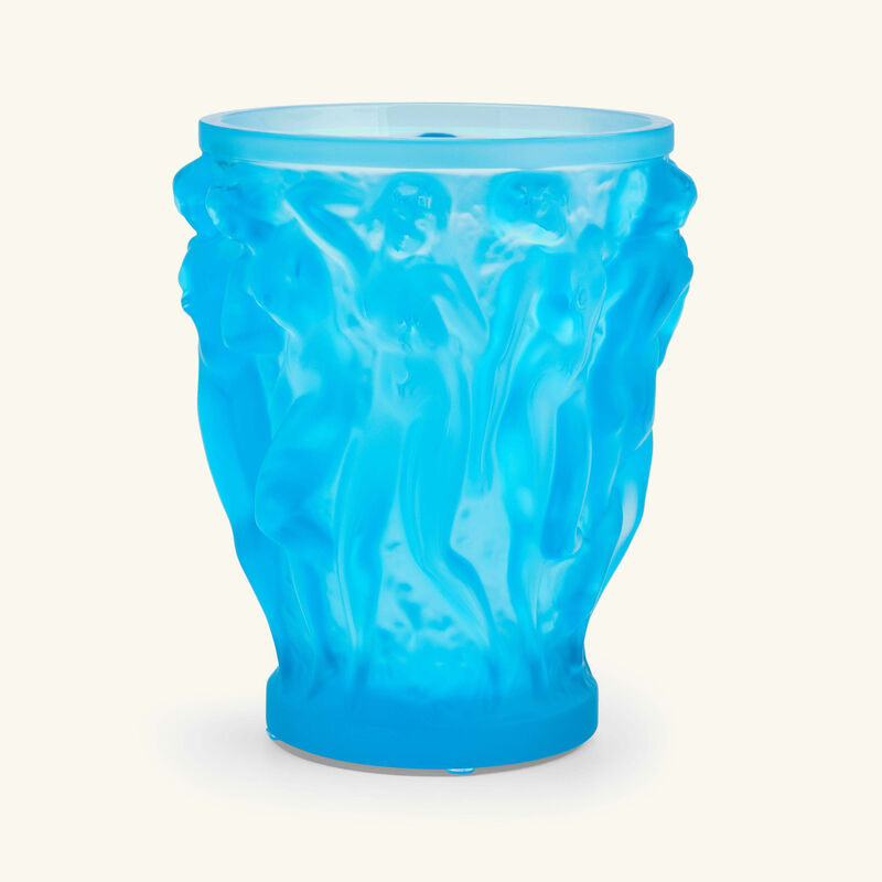 lalique bacchantes vase small blue