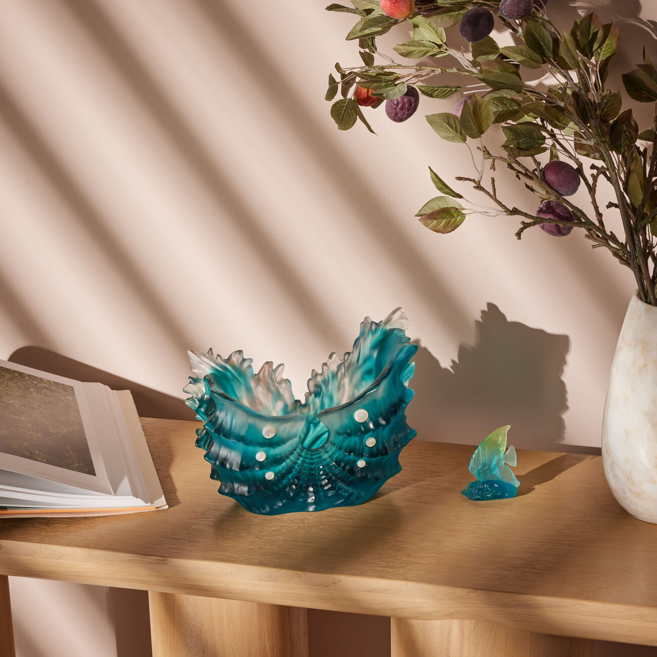 daum maya seashell vase medium blue limited edition