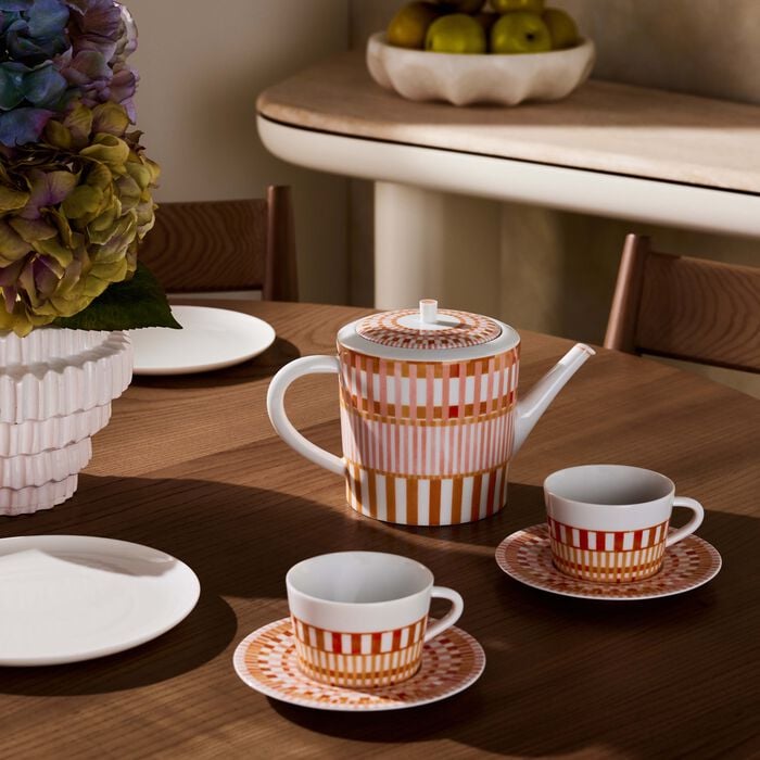 bernardaud terra rosa tea cup   saucer orange set of 2