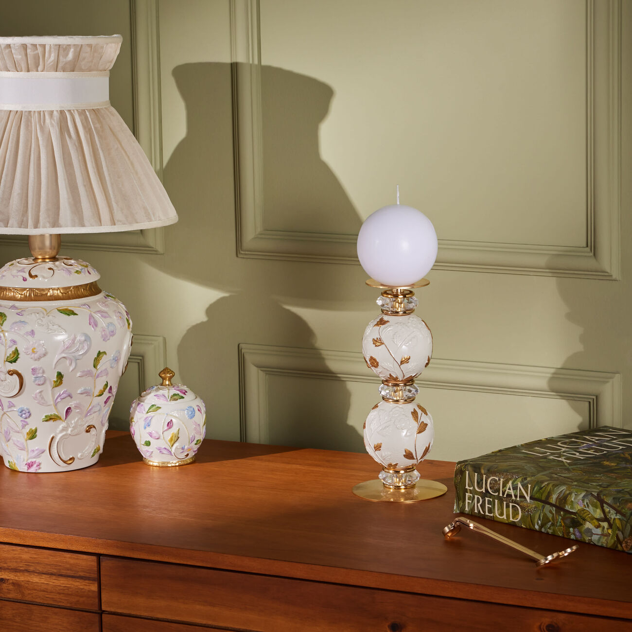 villari taormina candle holder white