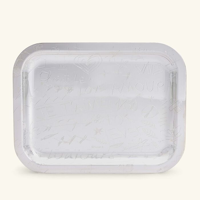 christofle graffiti serving tray rectangular small silver plated