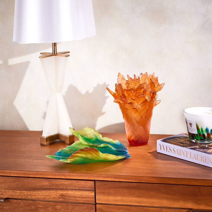 daum tressage paradis vase medium orange