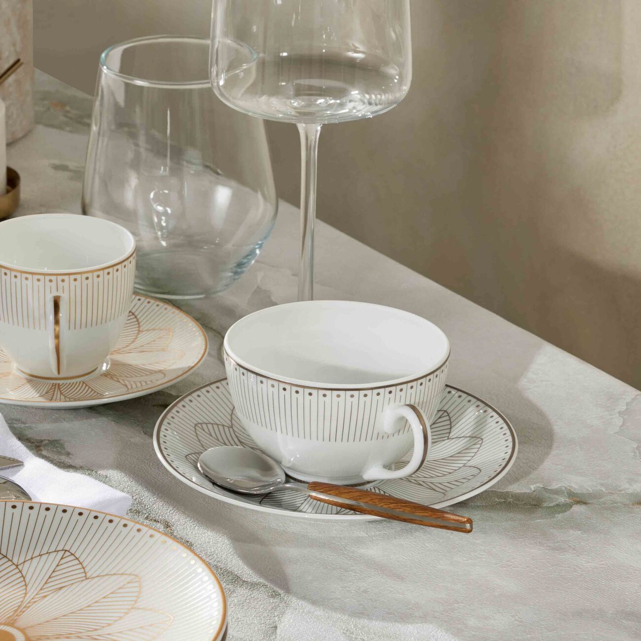 christofle malmaison imp riale tea cup saucer set of 2 white