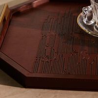 دملاج صينية الضيافة حياة بنيّة اللون بتصميم مستطيل 49   34 سم