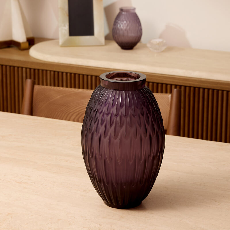 lalique vesper plumes vase medium purple