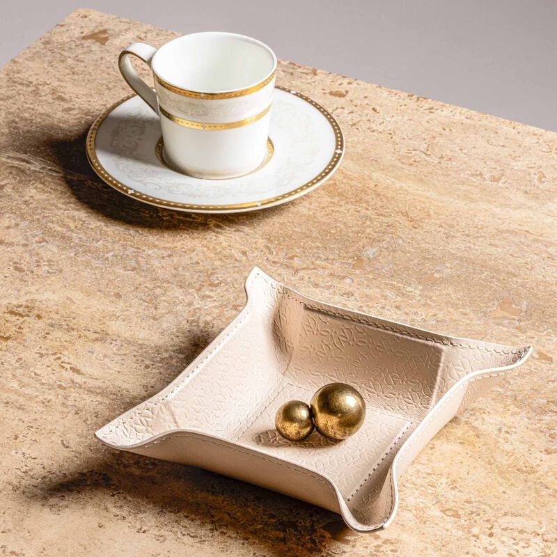 Elie Saab Monogram Trinket Tray Square Small Torrone Beige giobagnara elie saab monogram trinket tray square small torrone beige