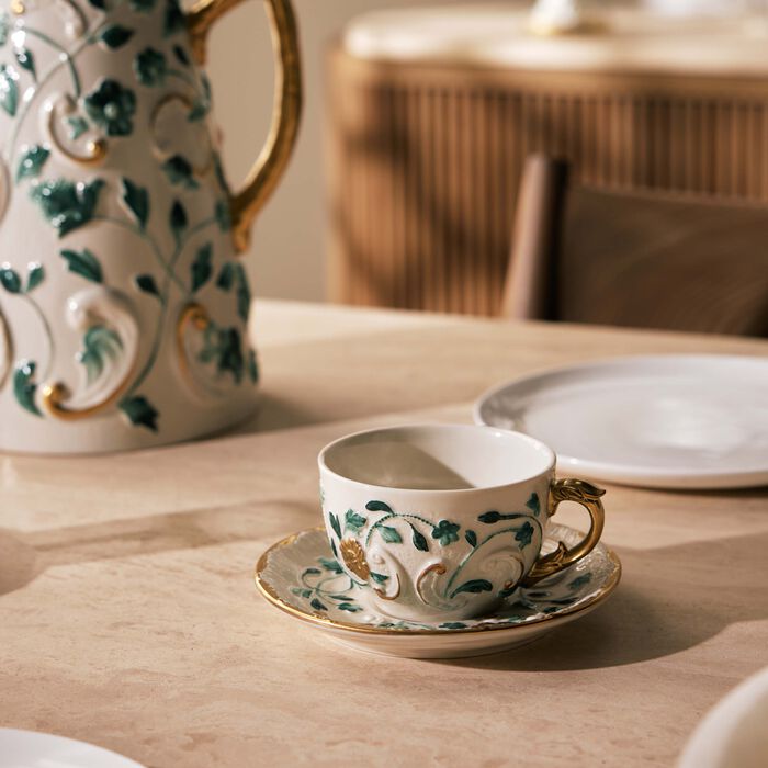 villari taormina tea cup saucer green