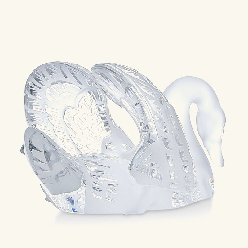 lalique swan head down sculpture small clear