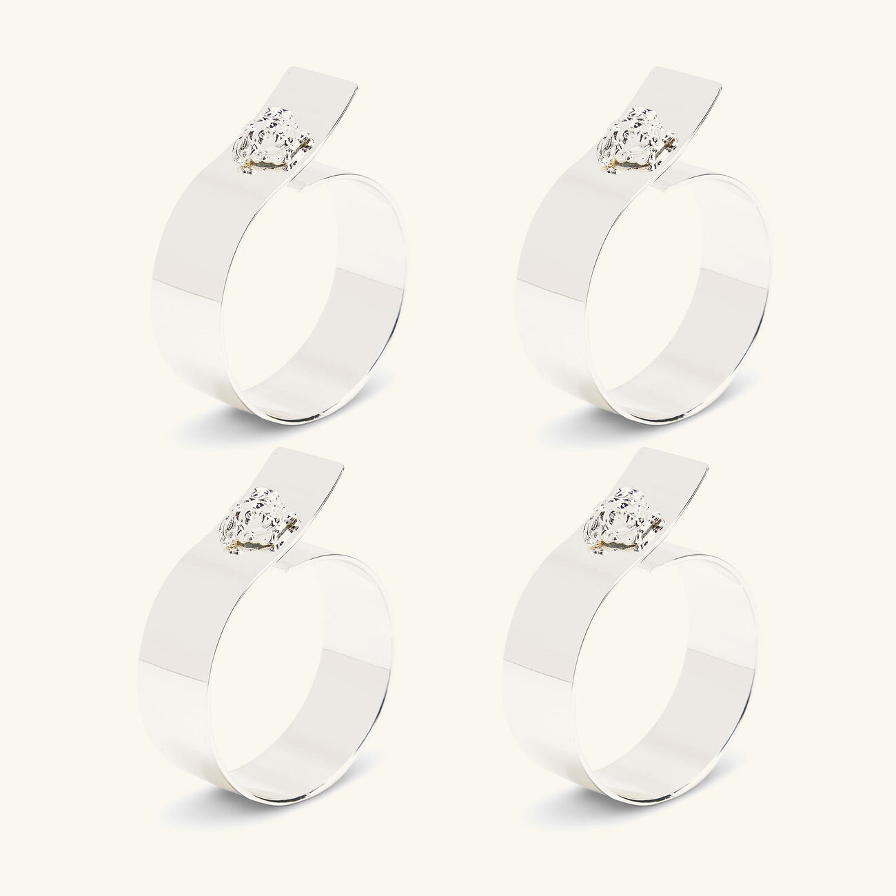 versace medusa napkin ring silver plated set of 4