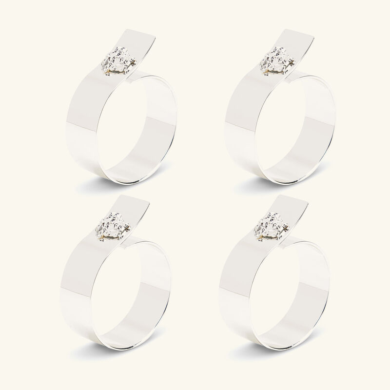 versace medusa napkin ring silver plated set of 4