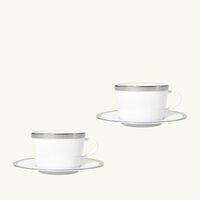 Maille Platine Moka Tea Cup & Saucer Set Of 2 White bernardaud maille platine moka tea cup saucer set of 2 white
