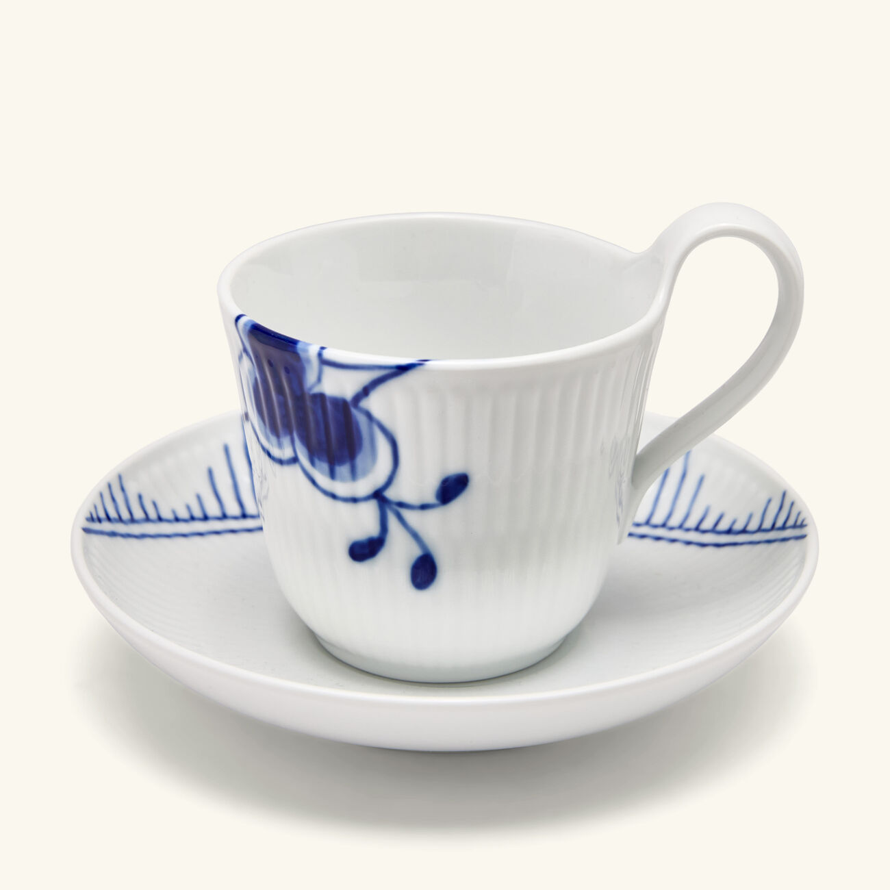 royal copenhagen blue fluted mega tea cup and saucer