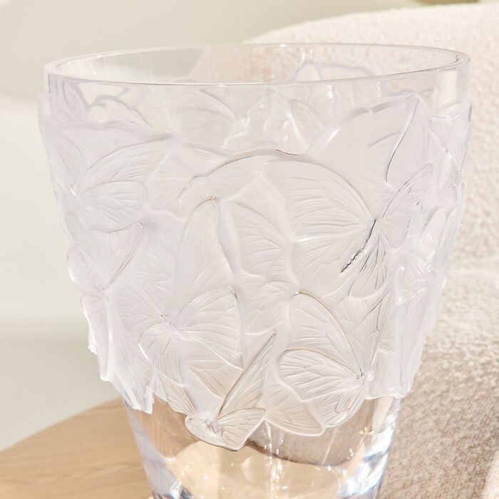 lalique papillons vase large clear