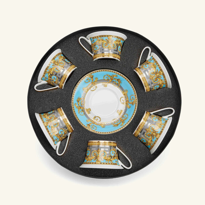 versace prestige gala tea cup saucer white set of 6
