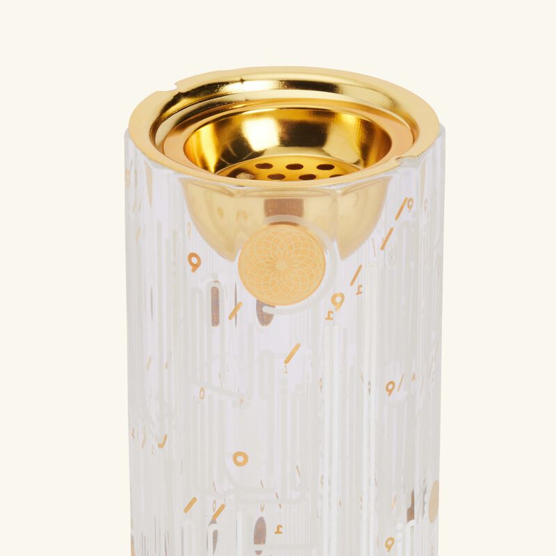 دملاج طقم حياة المؤلف من 3 قطع باللون الذهبي   كوب وحامل شموع وقاعدة الأكواب