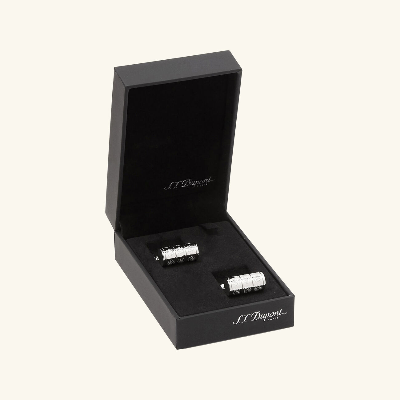 اس تي دوبون أزرار الأكمام الدائرية موزاييك باللون الفضي