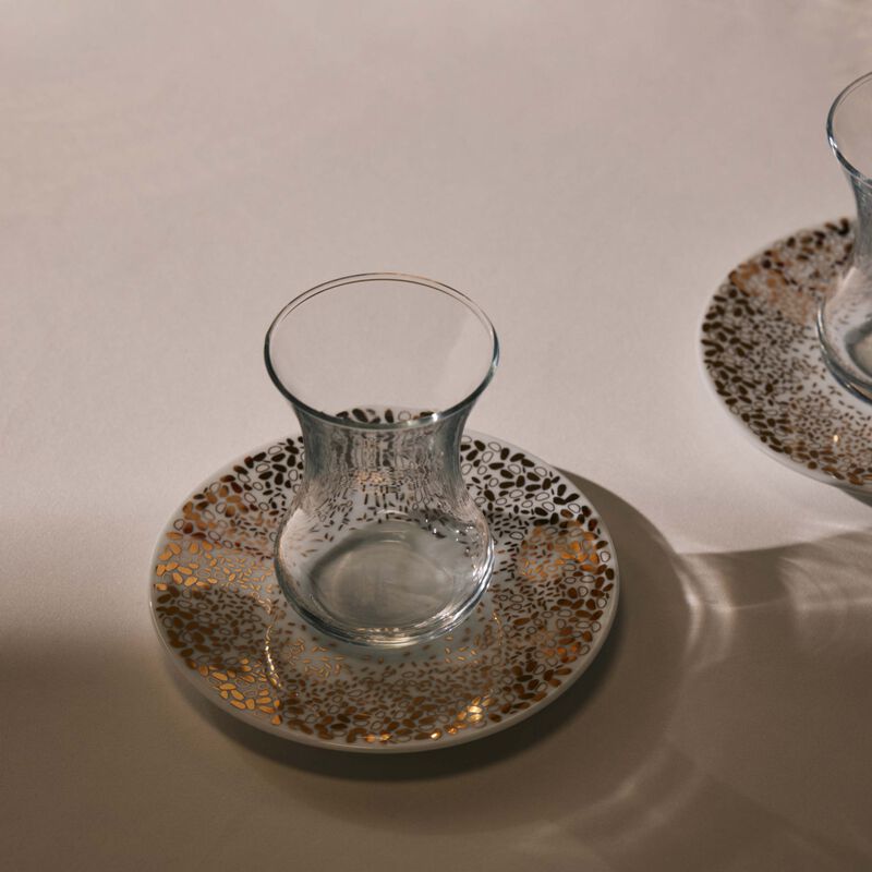 Tamrah by Razan Alazzouni Dots Arabic Tea Cup & Saucer Gold Set of 2 silsal tamrah by razan alazzouni dots arabic tea cup saucer gold set of 2