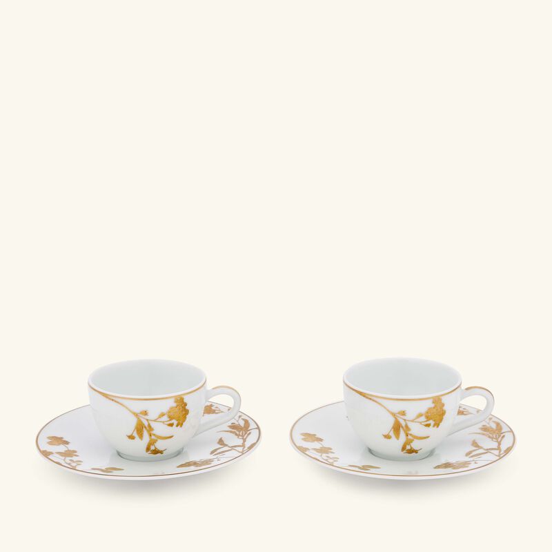 bernardaud v g tal or coffee cup saucer gold set of 2