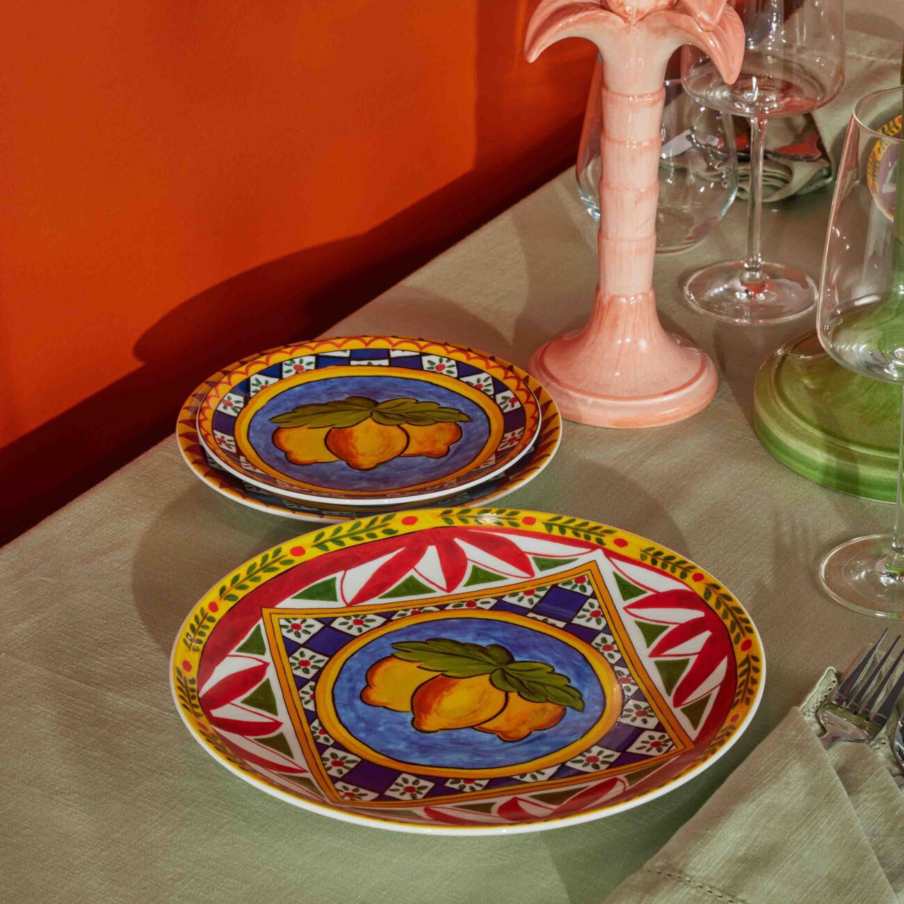 dolce gabbana casa carretto dinner plate round 20cm set of 2