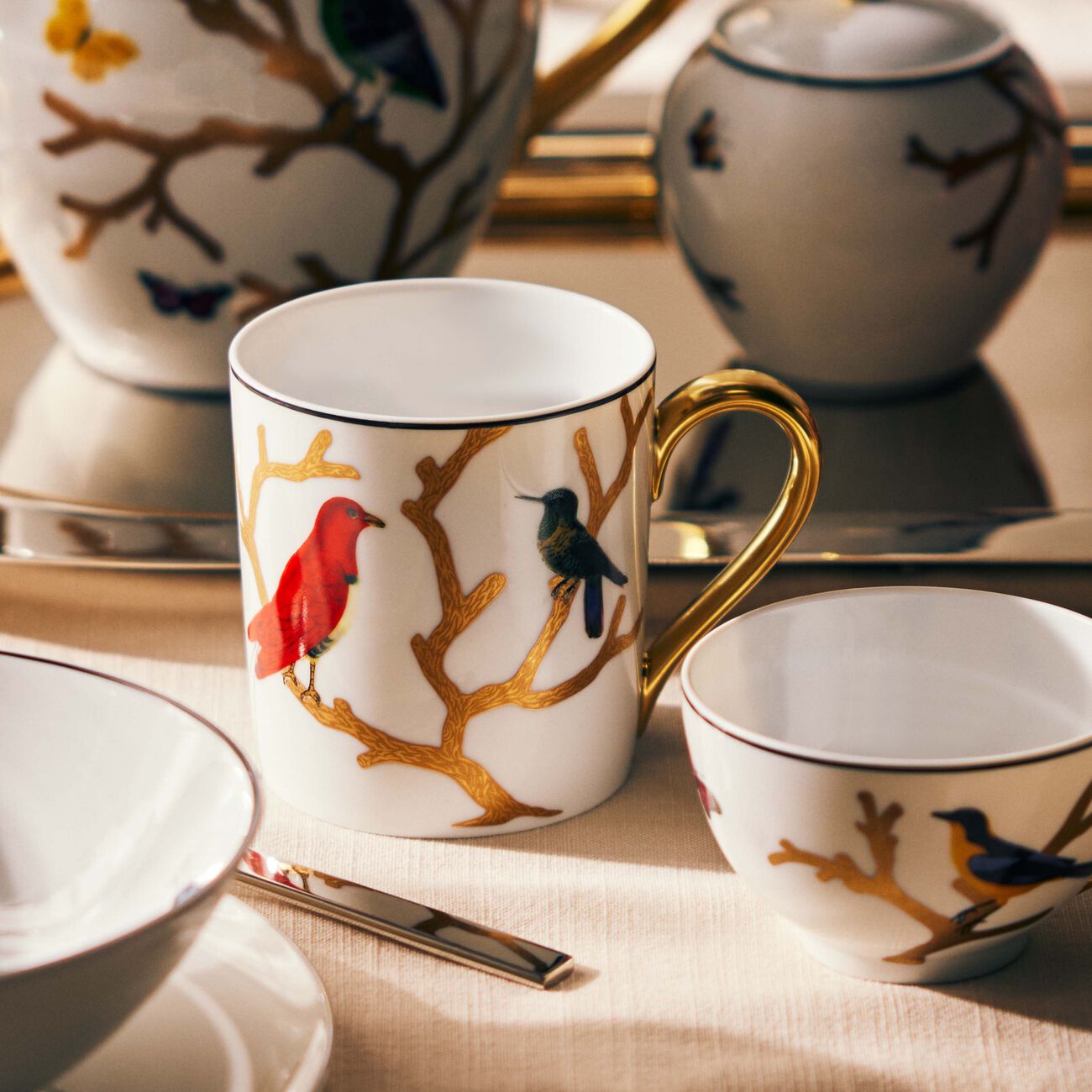 Aux Oiseaux Mug Gold Set Of 2 bernardaud aux oiseaux mug gold set of 2