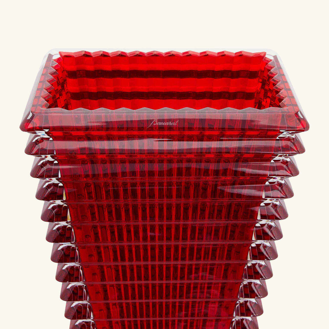 baccarat eye vase rectangular medium red
