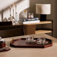 دملاج صينية الضيافة حياة بنيّة اللون بتصميم مستطيل 49   34 سم