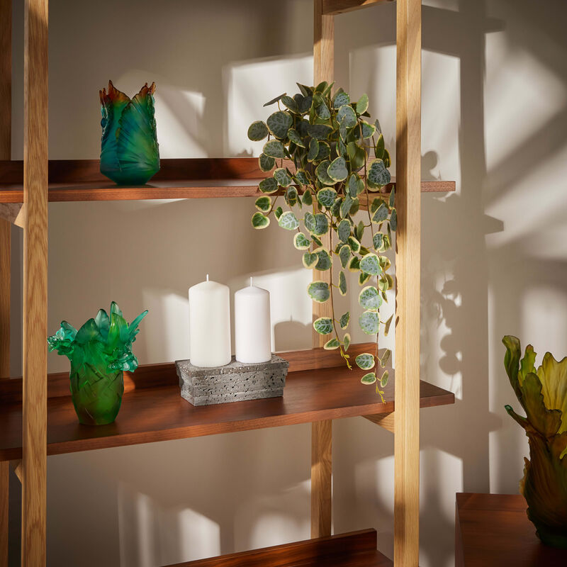 daum fleur de paon vase small green