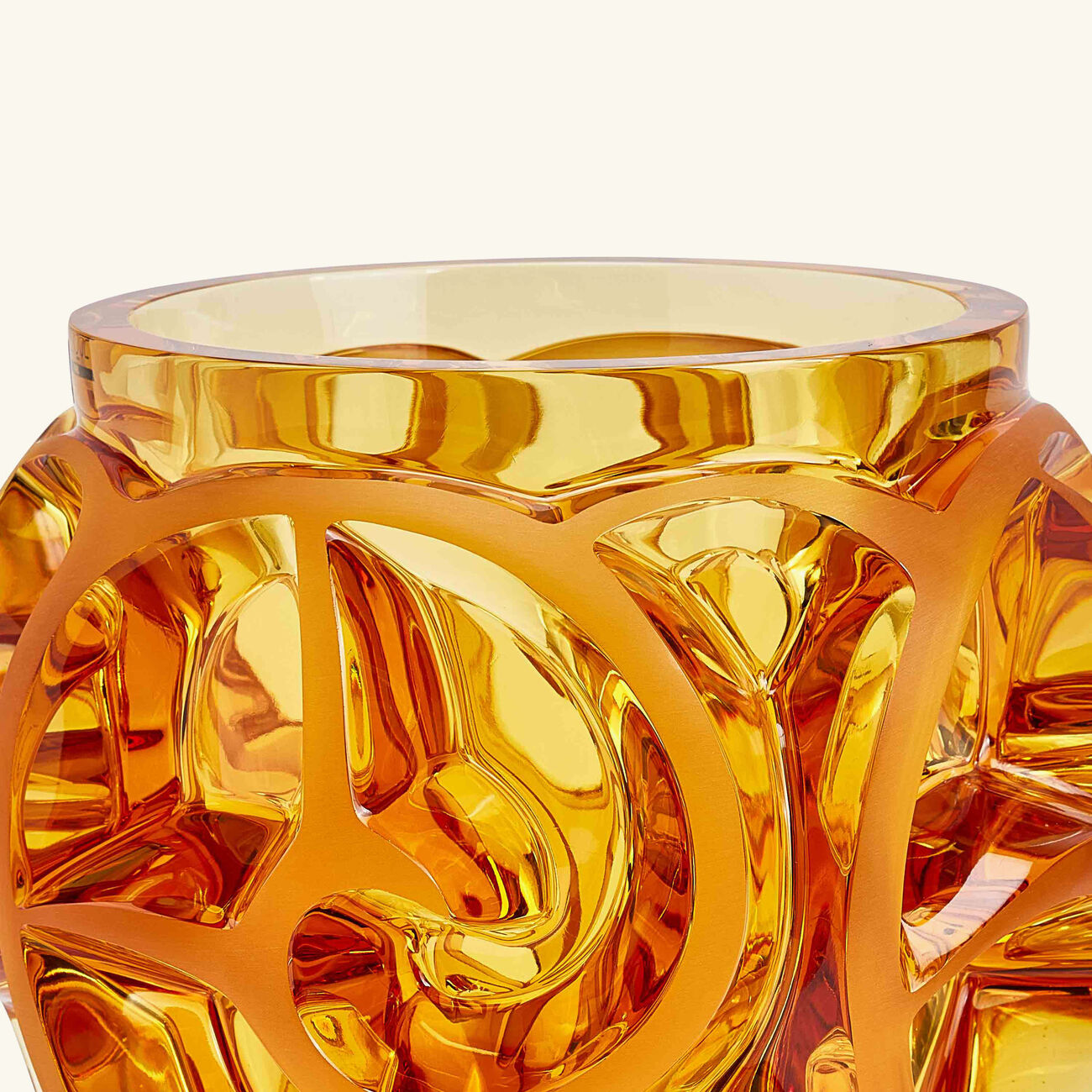 lalique tourbillons vase small yellow