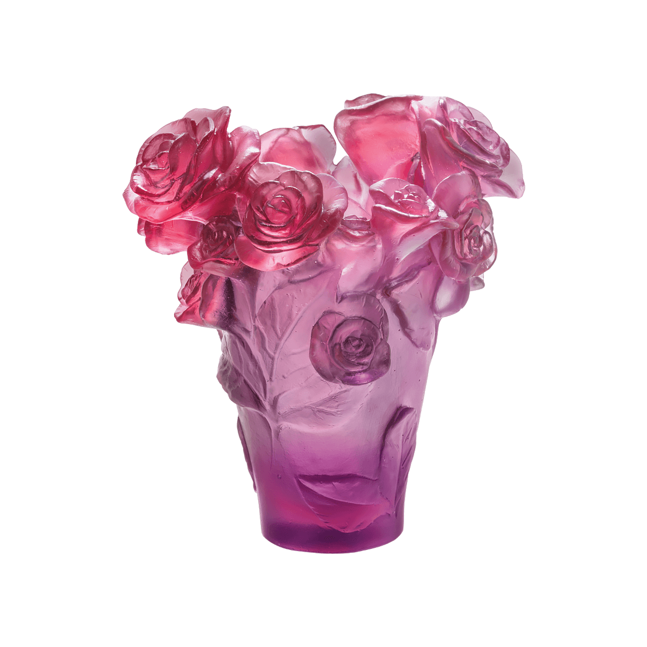 daum rose vase small pink