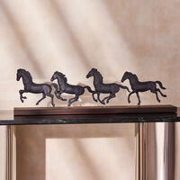 lladro galloping herd horses sculpture small black