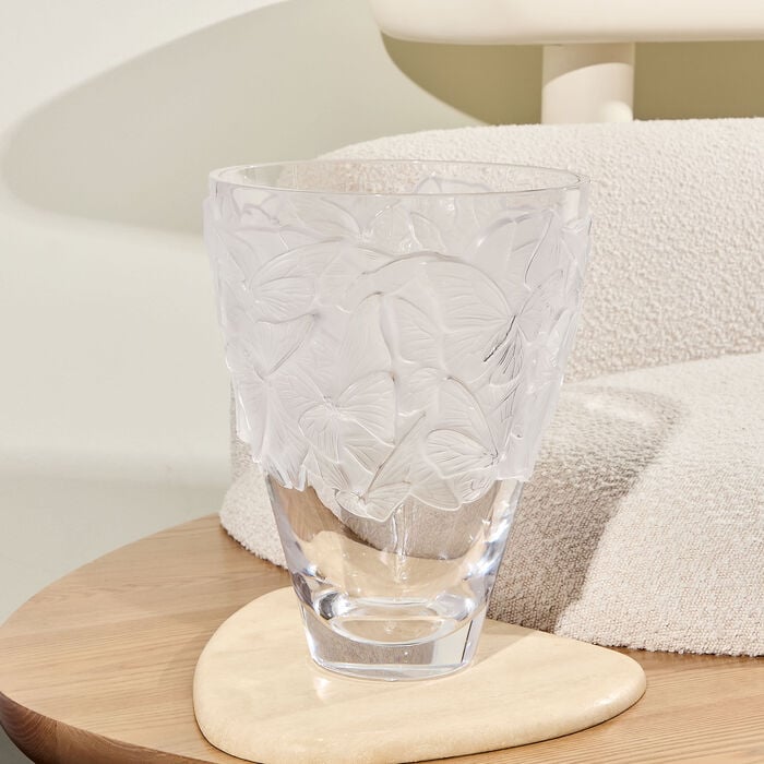 lalique papillons vase large clear
