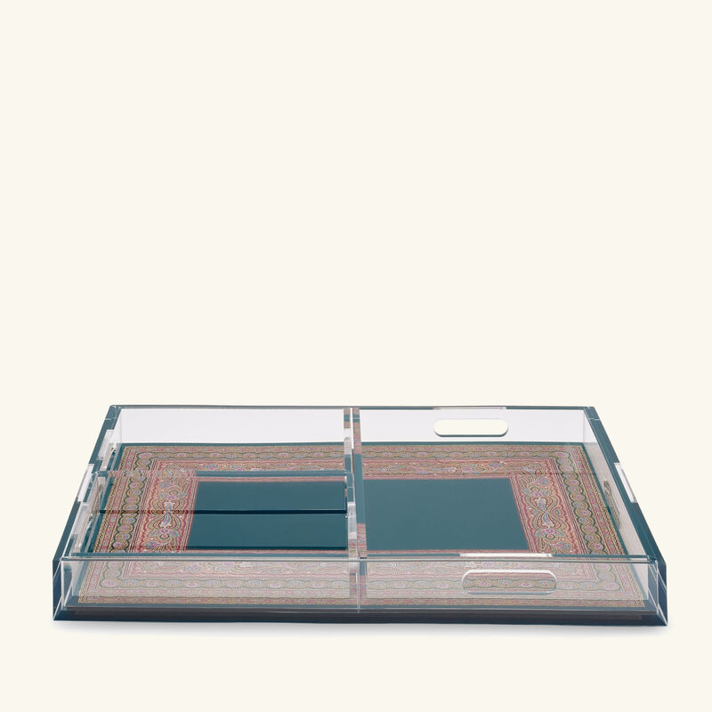 etro cachemire tray rectangular green set of 4