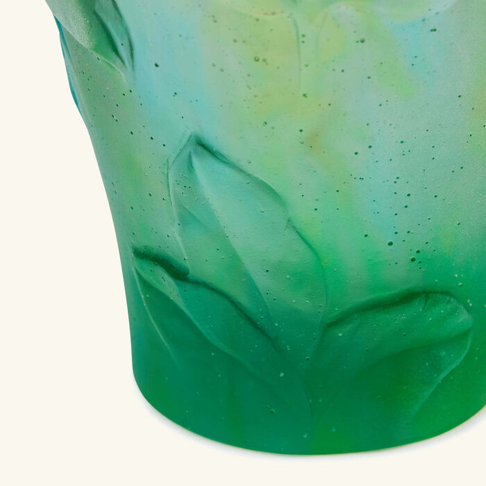 daum rose vase medium green