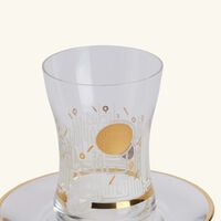 دملاج طقم حياة المؤلف من 6 فناجين عربية للشاي مع صحونها باللون الذهبي