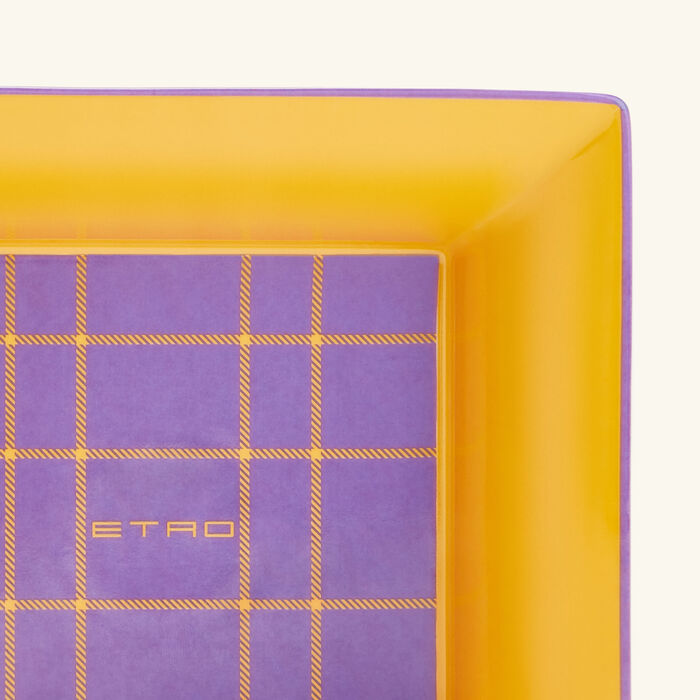 etro tartan trinket tray square small yellow