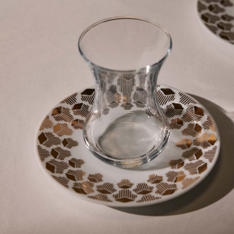 Tamrah by Razan Alazzouni Luna Arabic Tea Cup & Saucer Gold Set of 2 silsal tamrah by razan alazzouni luna arabic tea cup saucer gold set of 2