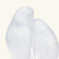 لاليك منحوتة صغيرة على شكل ببغاوين باللون الشفاف