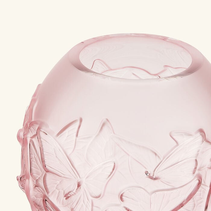 lalique papillons vase medium pink