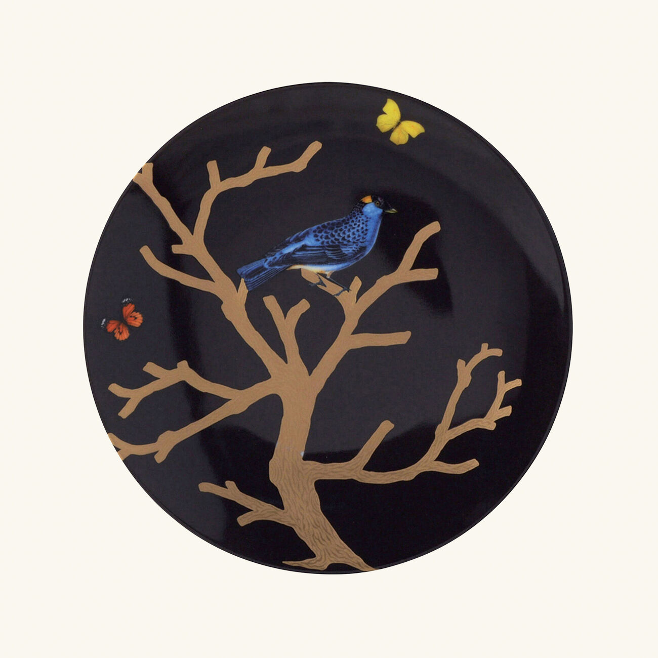 bernardaud aux oiseaux dinner plate round black 21cm set of 4