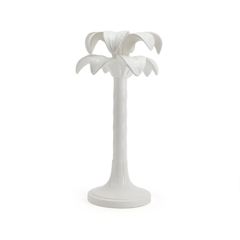 Palm Trees Candle Holder - White - Large, large