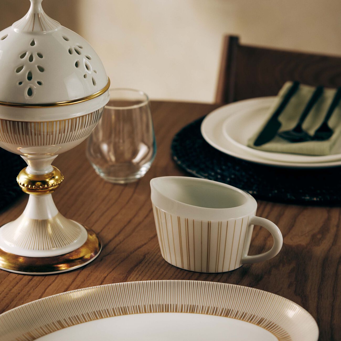 bernardaud sol gravy boat gold