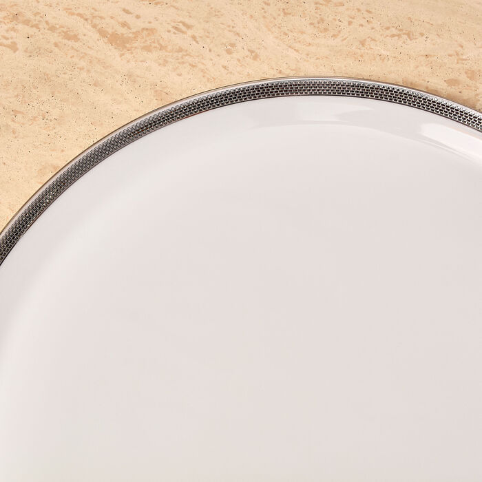 Maille Platine Serving Platter Round White 32cm bernardaud maille platine serving platter round white 32cm