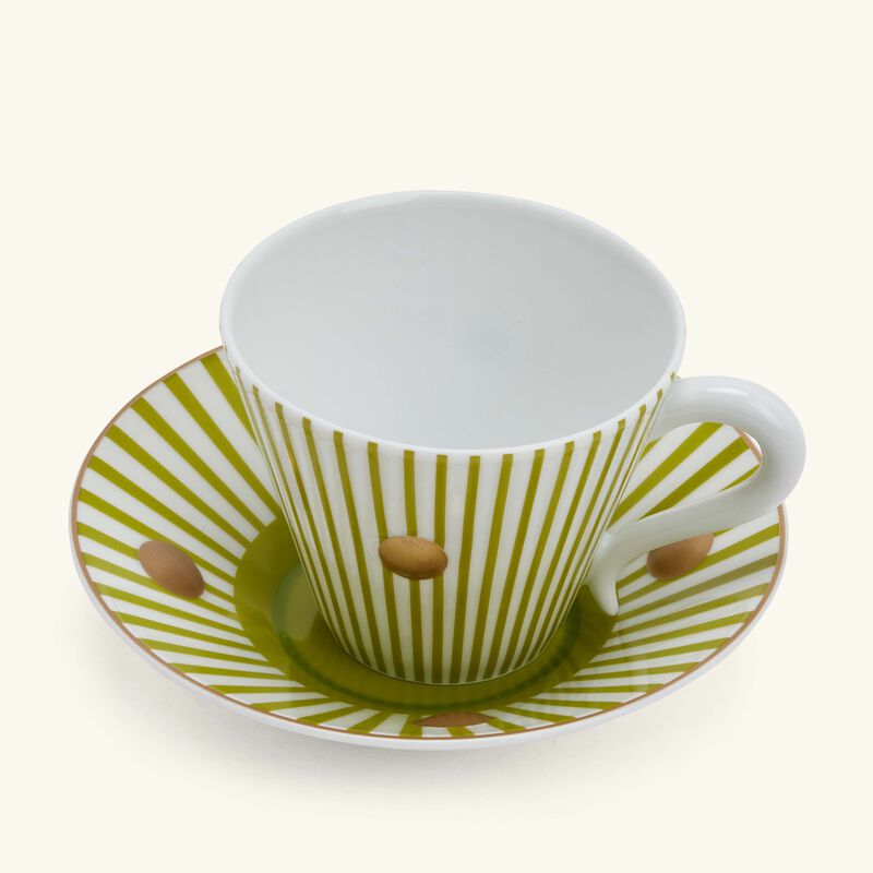 طقم أبستين من فنجانين قهوة مع صحنيهما أخضر large