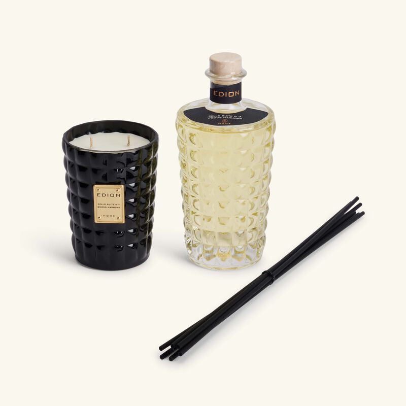 edion cello suite no 7 wood harmony nero candle   diffuser set