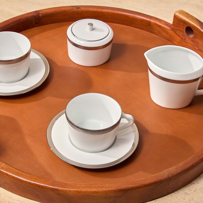 bernardaud maille platine moka tea cup   saucer set of 2 white