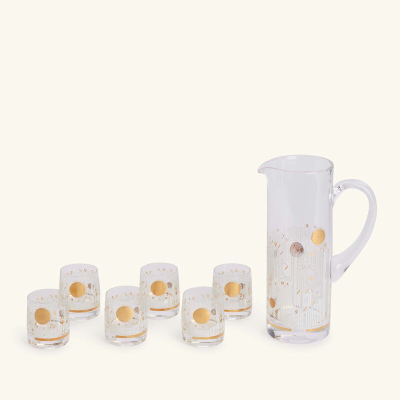 dimlaj hayat drinking glass and jug gold set of 7
