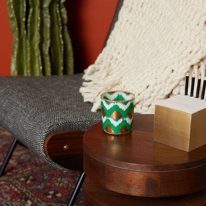 les ottomans ikat tumbler glass green