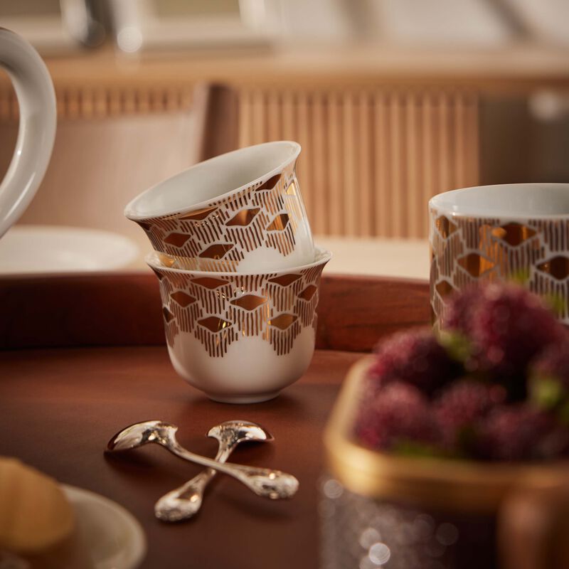 Tamrah by Razan Alazzouni Luna Arabic Coffee Cup Gold Set of 2 silsal tamrah by razan alazzouni luna arabic coffee cup gold set of 2