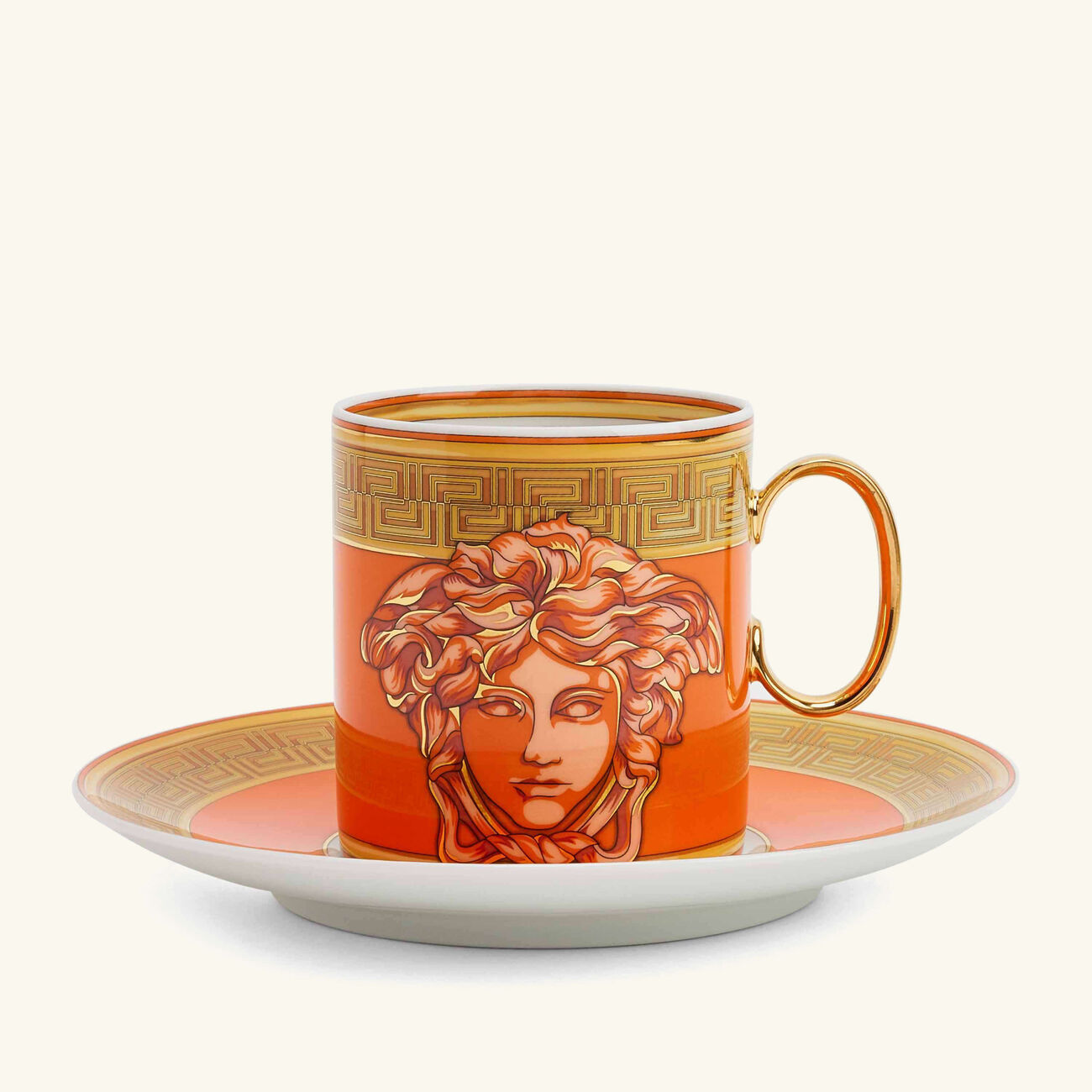 versace orange coin coffee cup saucer orange